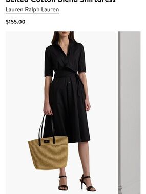 Lauren Ralph Lauren Black Shirt Dress with Belt Tie